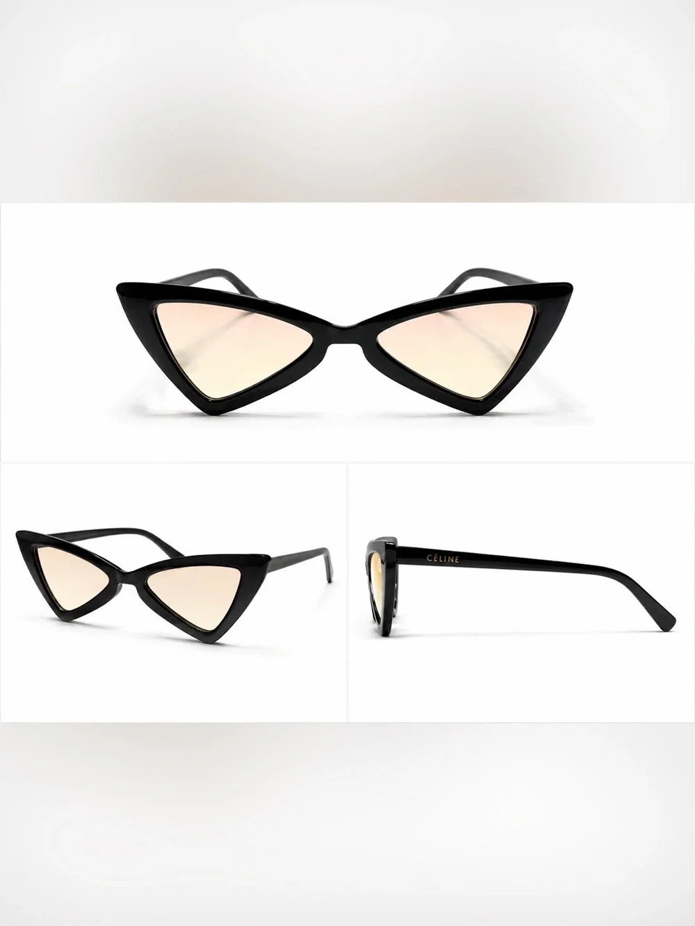 Black Cat Eye Sunglasses with Light Pink Lenses